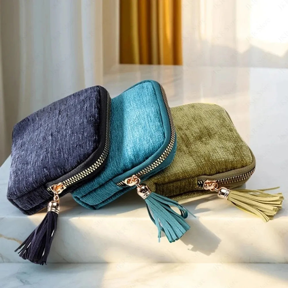 Travel Jewelry Organizer Pouch | Zipper Bag with Tassel & Velvet Lining Jewelry Travel Pouch Nixie