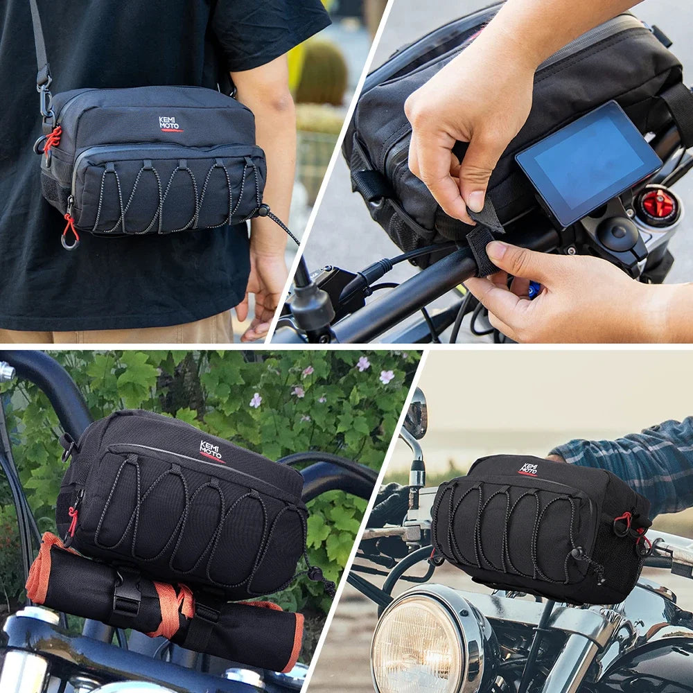 KEMITOUR Motorcycle Handlebar Bag – Sissy Bar Fork Pouch Motorcycle Handlebar Bag Nixie