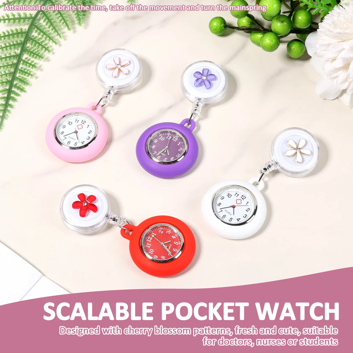 Retractable Clip-On Nurse Pocket Watch Set | 4 or 15 Pcs Clip-On Pocket Watch Nixie