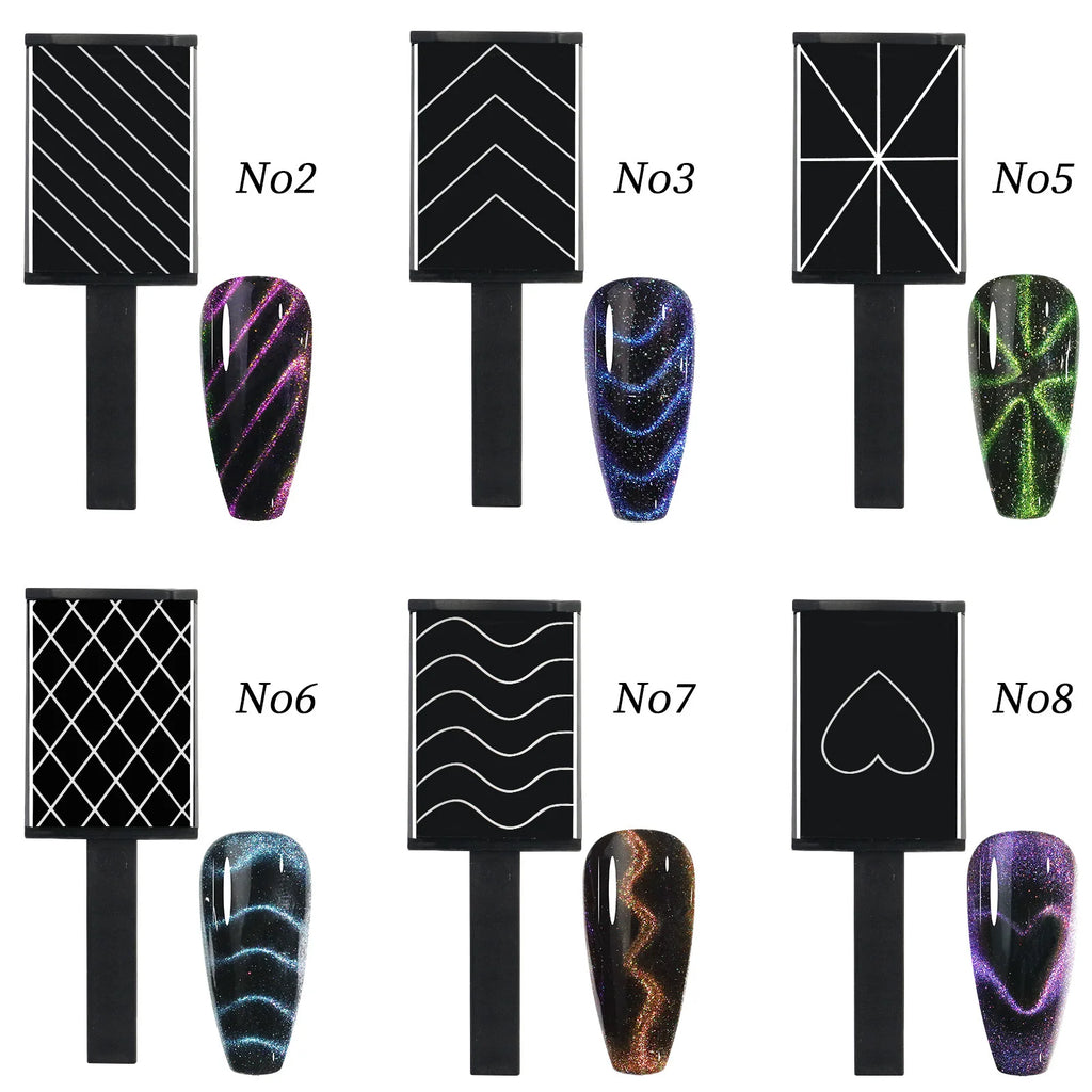 6Pcs Cat Eye Nail Magnet Set – 3D Holographic Sheets | Nixie Nail Art Magnet Set Nixie 6PCS SET MIXED
