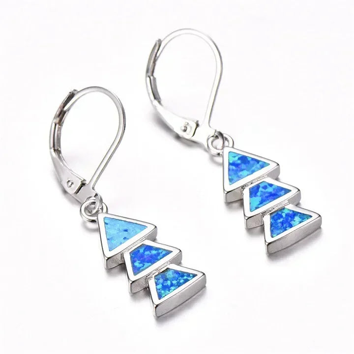 Crystal Triangle Drop Earrings – Vintage Blue Geometric Fashion Drop Dangle Earrings Nixie