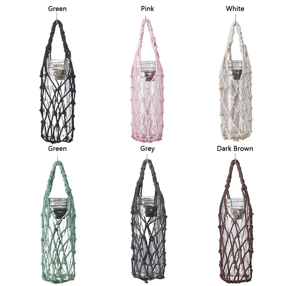 Hand Woven Cotton Rope Water Bottle Sleeve | Hanging Cup Cover Bottle Sleeve Nixie
