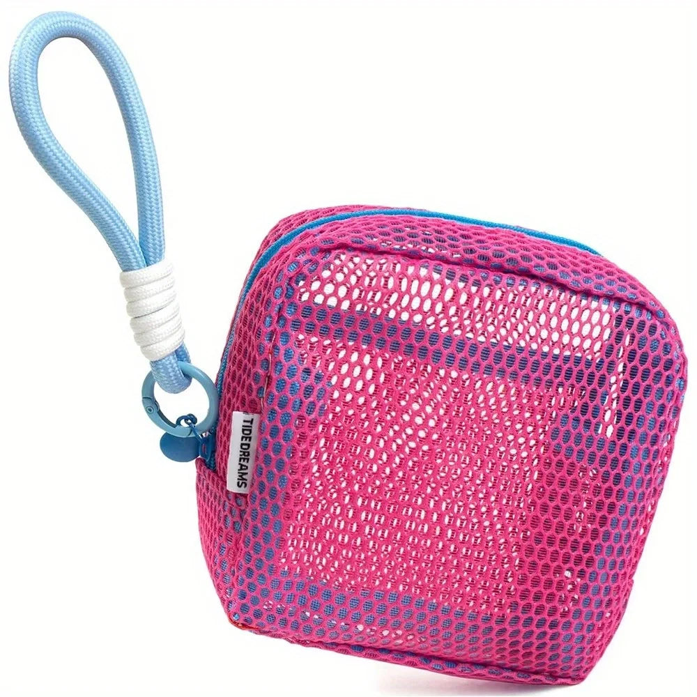 Square Mesh Cosmetic Bag – Portable Zipper Storage Pouch