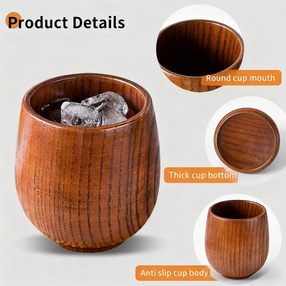 FEB.WIND Wooden Tea Cup – Shatterproof Mug for Camping & Home Wooden Drinkware Mug Nixie