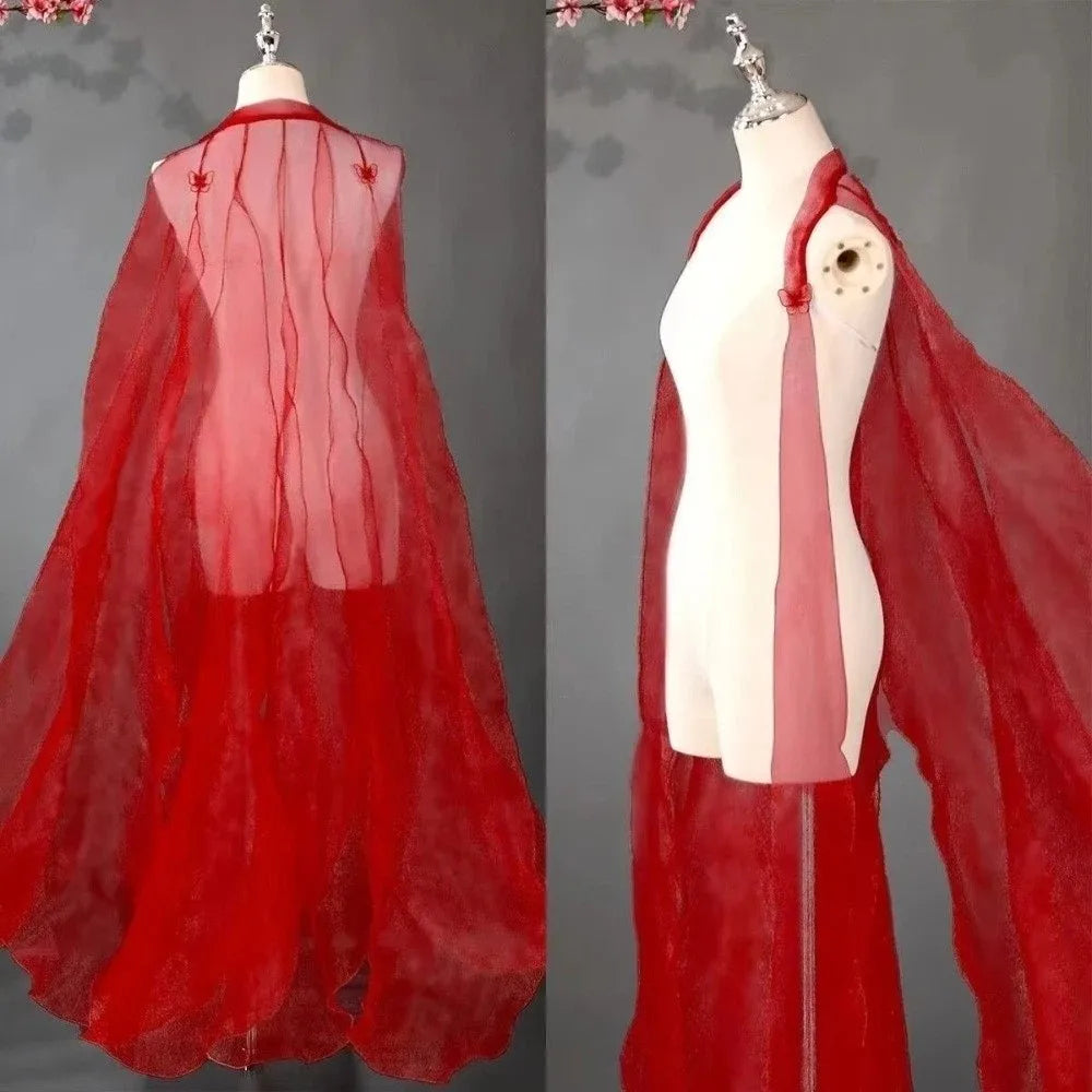 Organza Fairy Dance Cape Ancient-Style Cloak with Shoulder Strap Dance Costume Cape Nixie