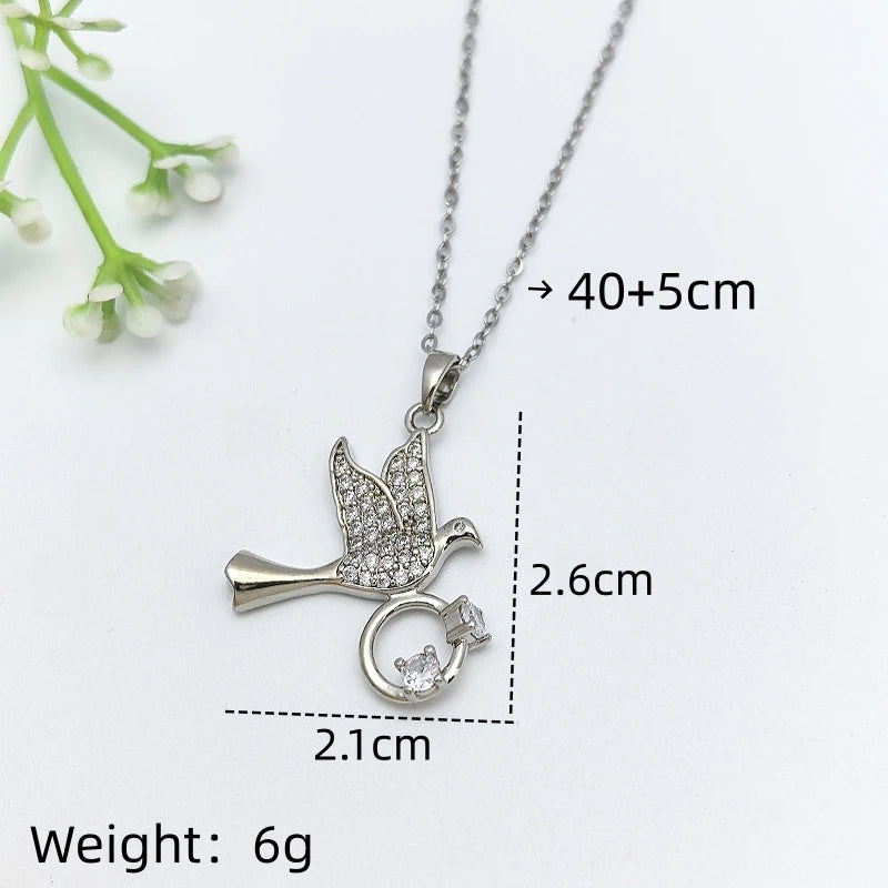 Angel Dove Pendant Necklace – Zircon Women's Fashion Jewelry Pendant Necklace Nixie XL2606-030