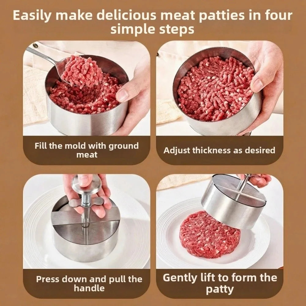 Stainless Steel Burger Press | 8/10/12 cm Round Patty Mold Burger Patty Press Nixie