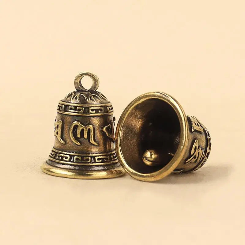 Retro Copper Mantra Bell Antique Engraved Pendant Charm