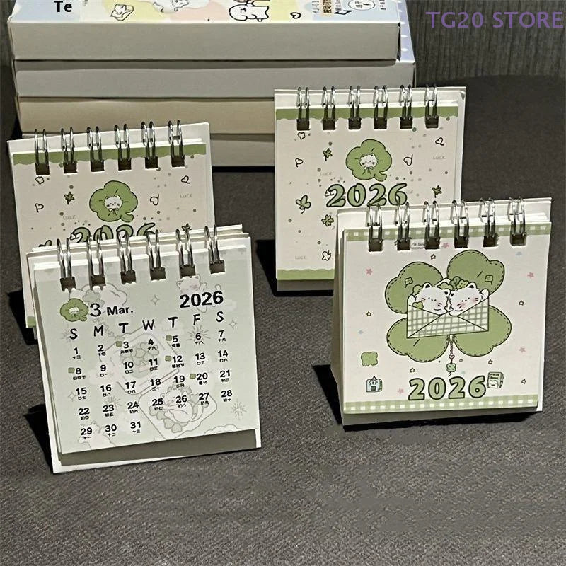 2026 Mini Desktop Calendar Lucky Cat Cute Desk Organizer Desktop Calendar Nixie