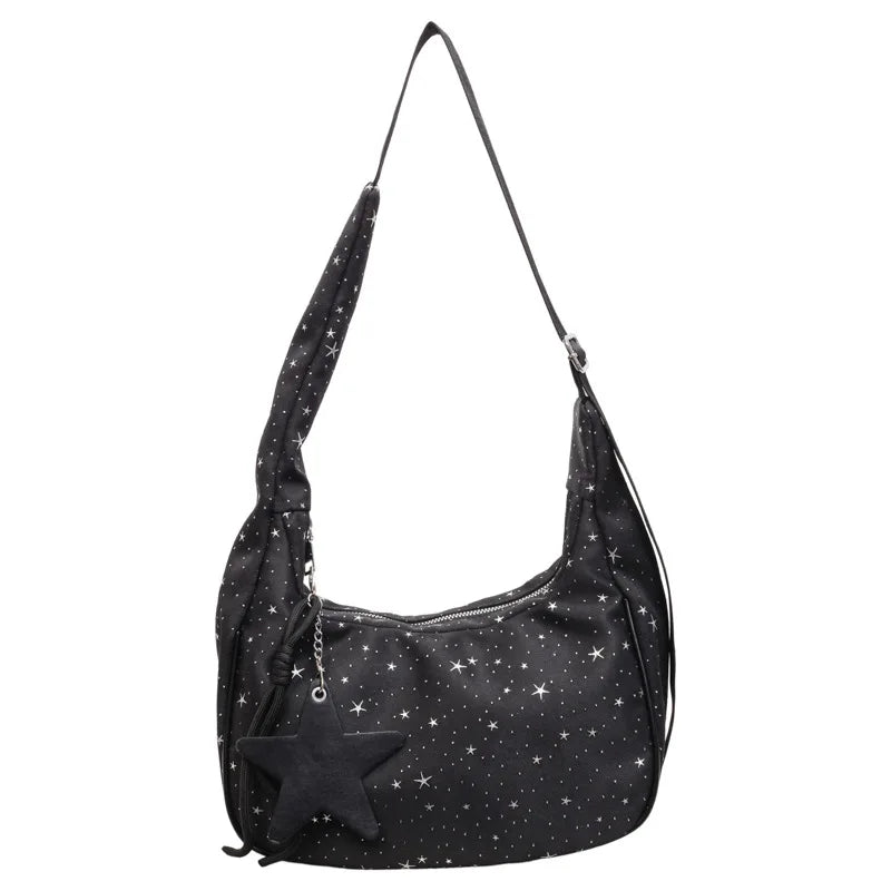 Pleated Tote Crossbody Bag – Women's Star Shoulder Handbag Crossbody Shoulder Bag Nixie BB-1327Black