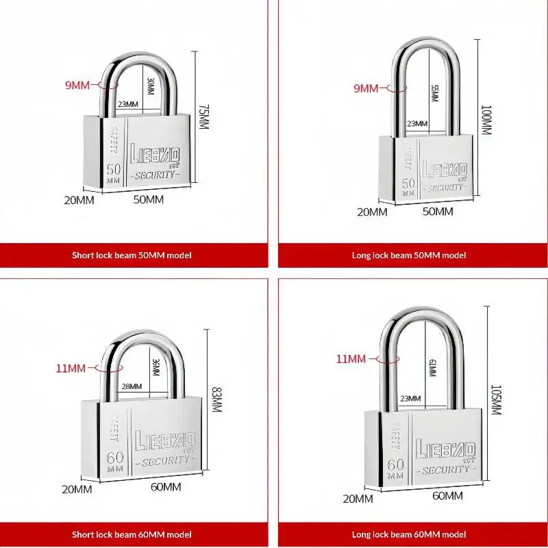 Stainless Steel Keyed Alike Padlock – Cut Resistant Shackle Security Padlock Nixie