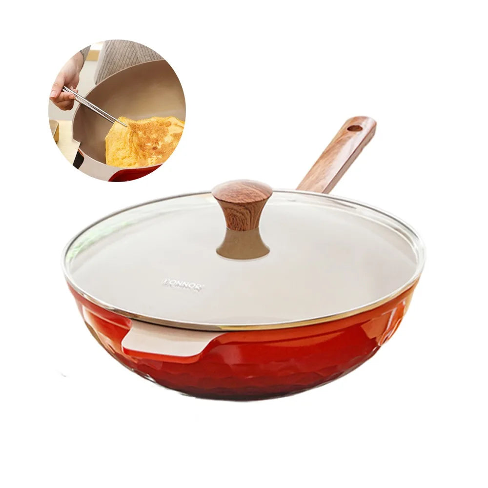 DONNOR 12.6" Ceramic Nonstick Frying Pan with Lid 6QT Skillet Ceramic Frying Pan Nixie