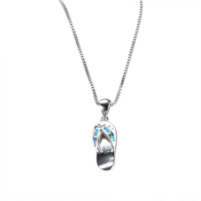 Women's Simulated Opal Slipper Charm Pendant Necklace | Gift Charm Pendant Necklace Nixie Default Title