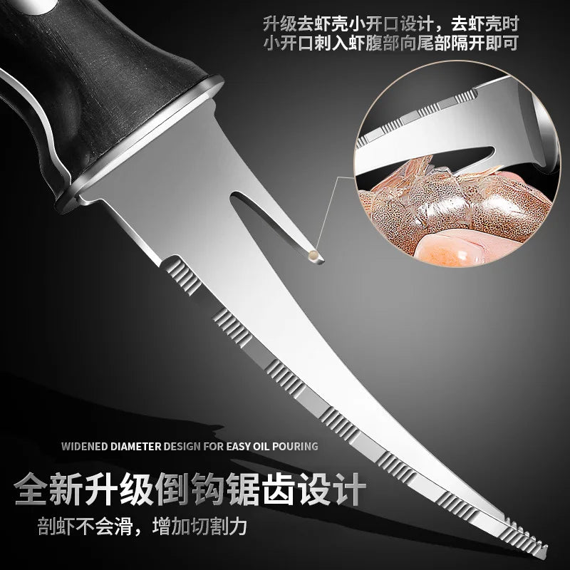 Stainless Steel Shrimp Deveiner Knife – Wood Handle Seafood Tool Seafood Prep Knife Nixie