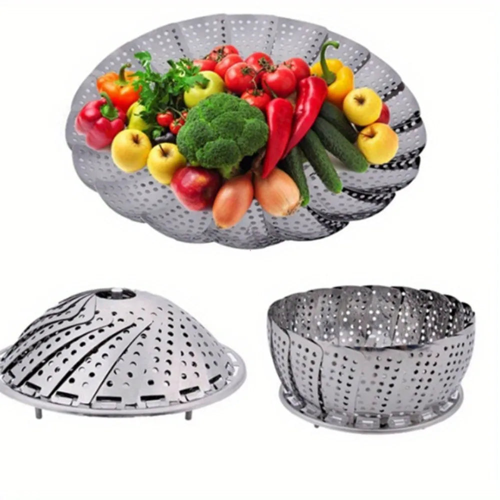 Expandable Stainless Steel Vegetable Steamer Basket & Air Fryer Liner Steamer Basket Nixie