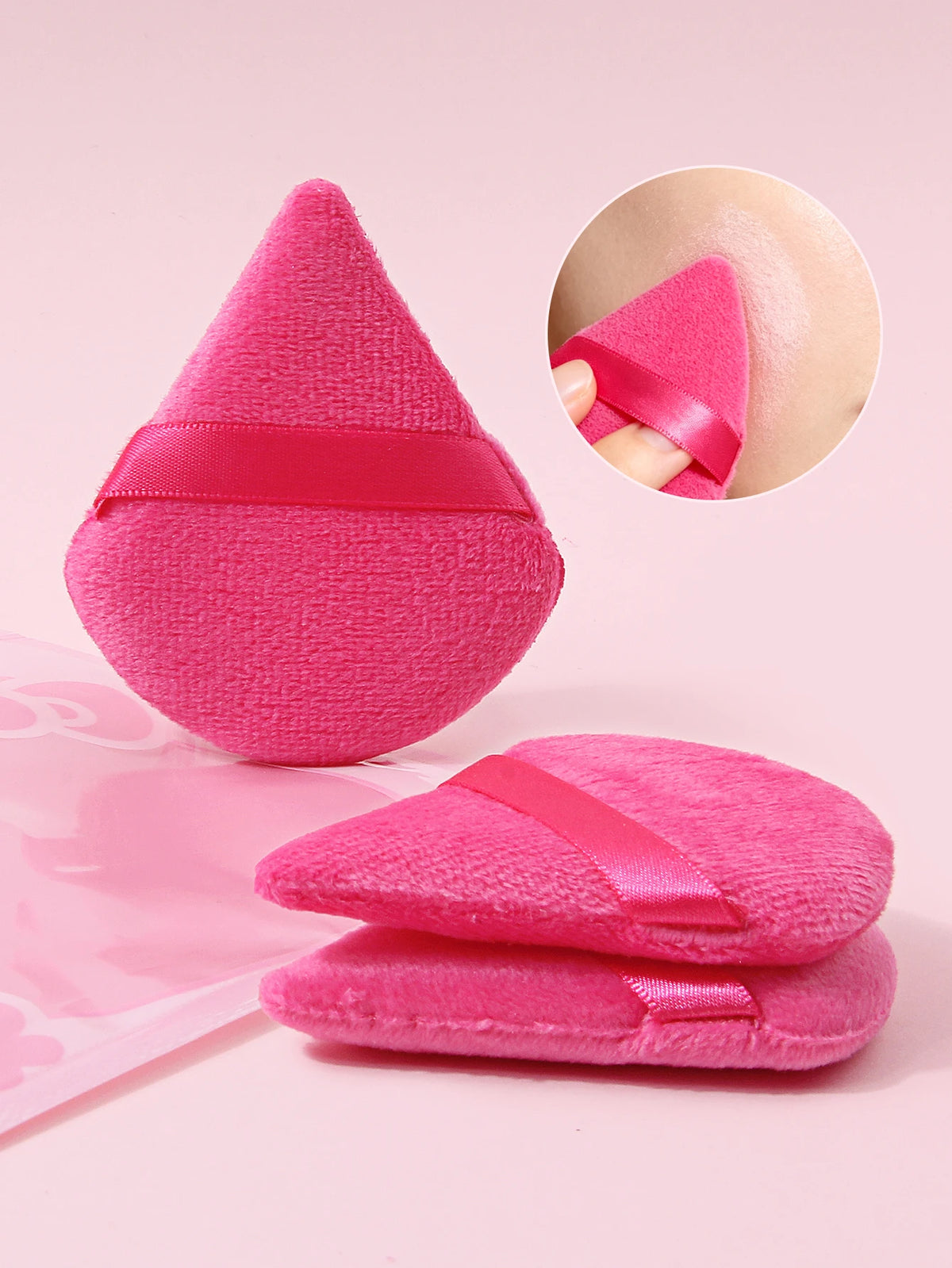 3-Pack Triangle Velvet Powder Puffs – Reusable Mini Makeup Sponge