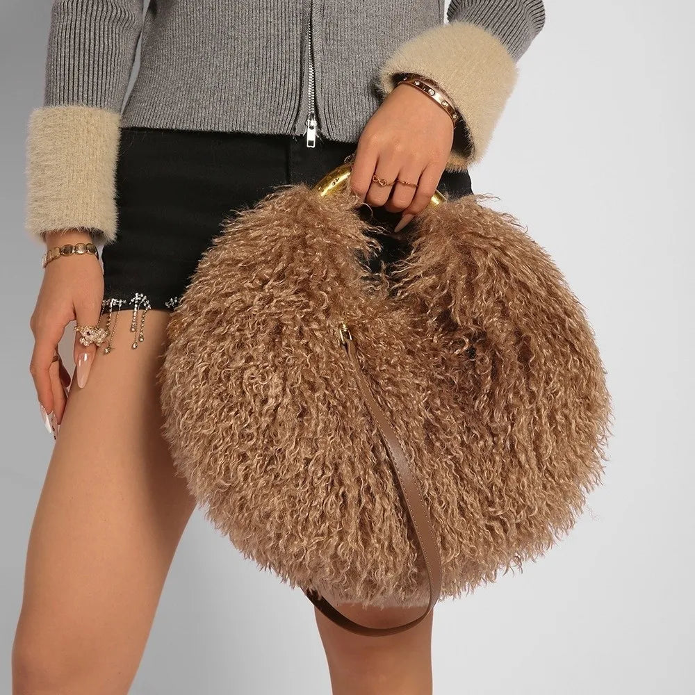 Soft Fur Plush Shoulder Bag Large Capacity Women's Tote Plush Shoulder Bag Nixie