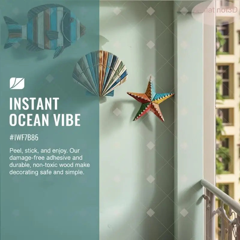 3-Piece Ocean Wooden Wall Art – Fish Shells Starfish Décor Set Wooden Wall Art Nixie