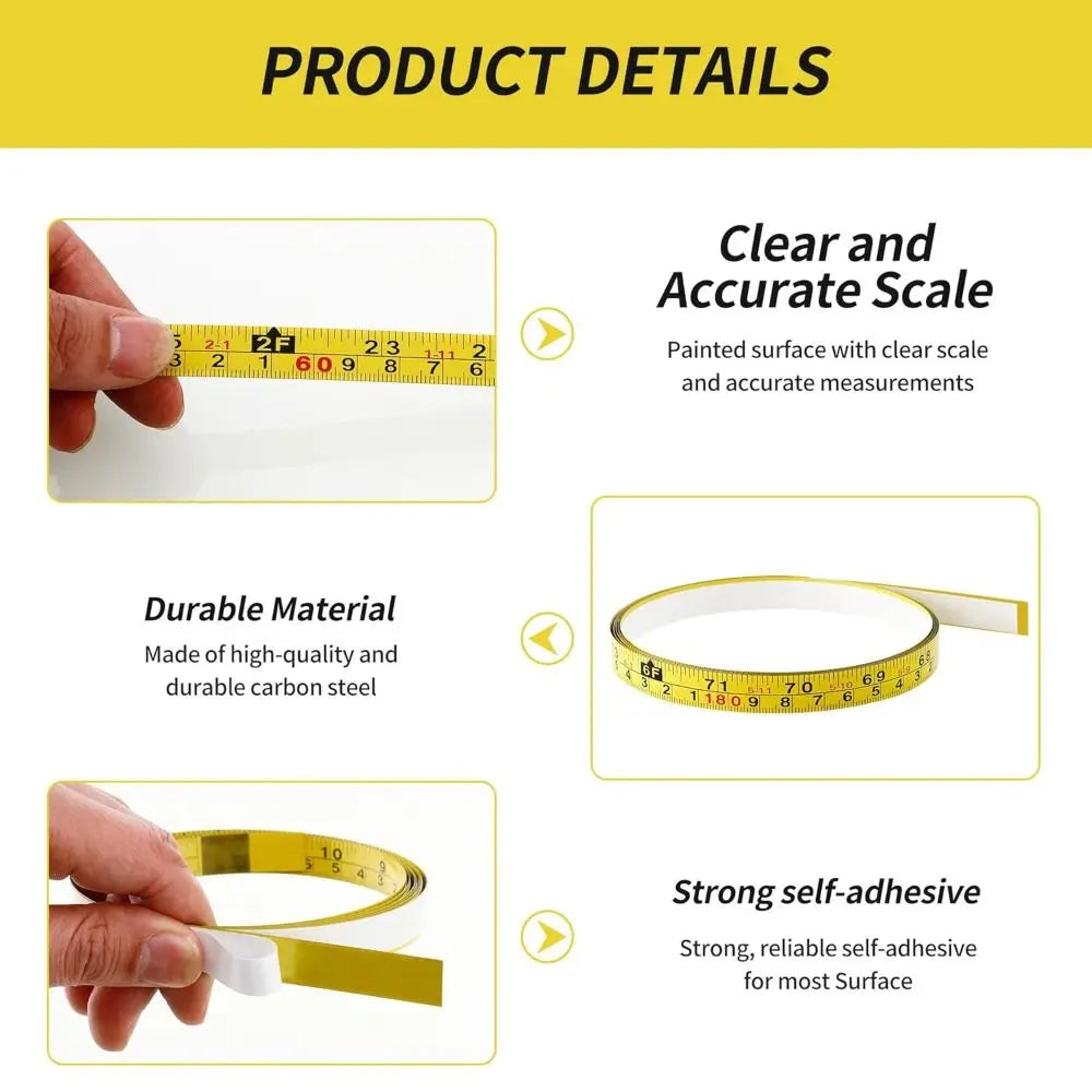 Self-Adhesive Steel Measuring Tape – Imperial & Metric, 1–5M Adhesive Tape Measure Nixie