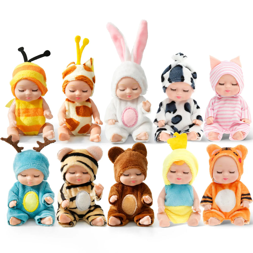 Mini Reborn Baby Dolls Set 6–12 Pcs with Clothes | Kids Gift Mini Baby Dolls Nixie 10Pcs Style 6