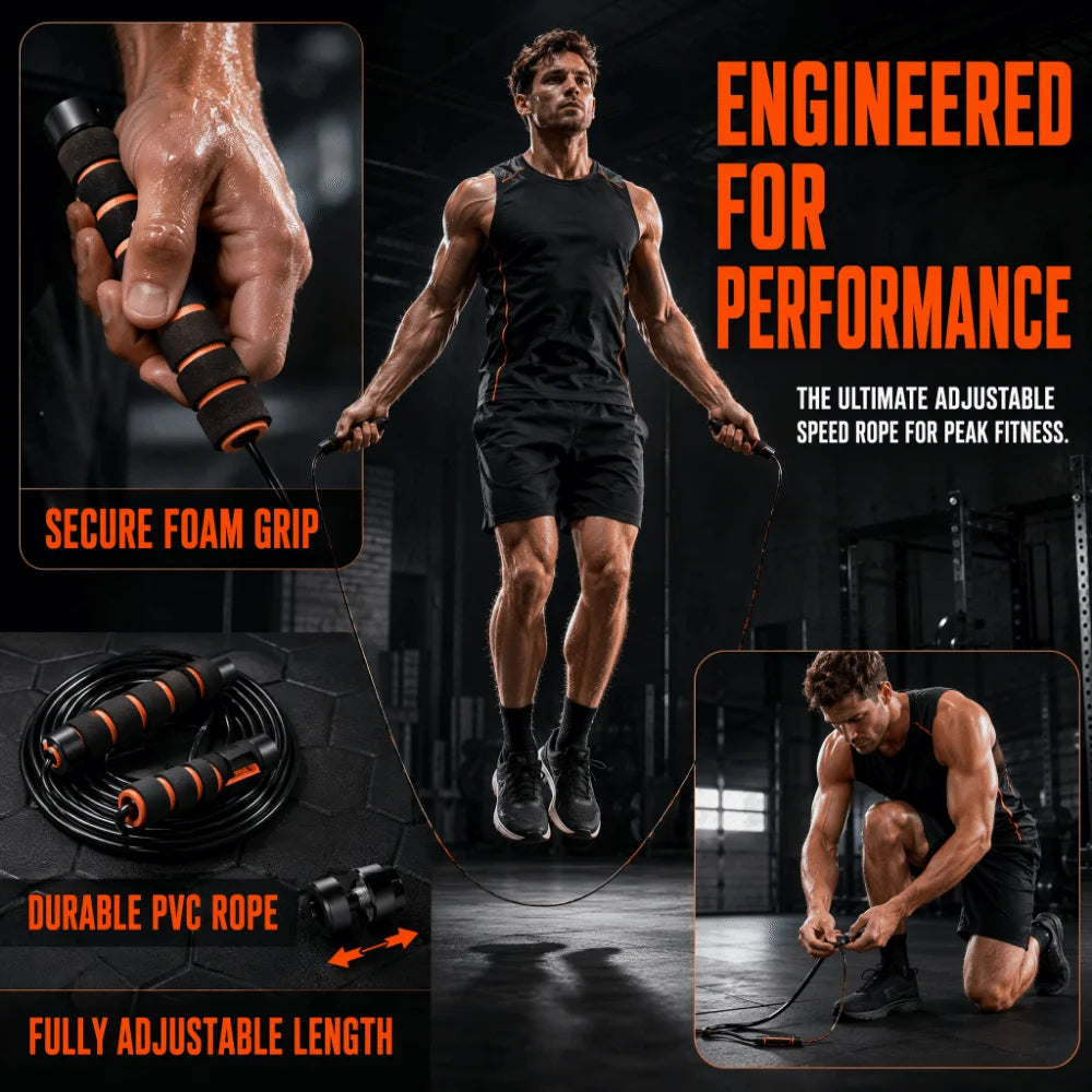Adjustable Jump Rope with Foam Handles – Lightweight Skipping Rope Fitness Jump Rope Nixie