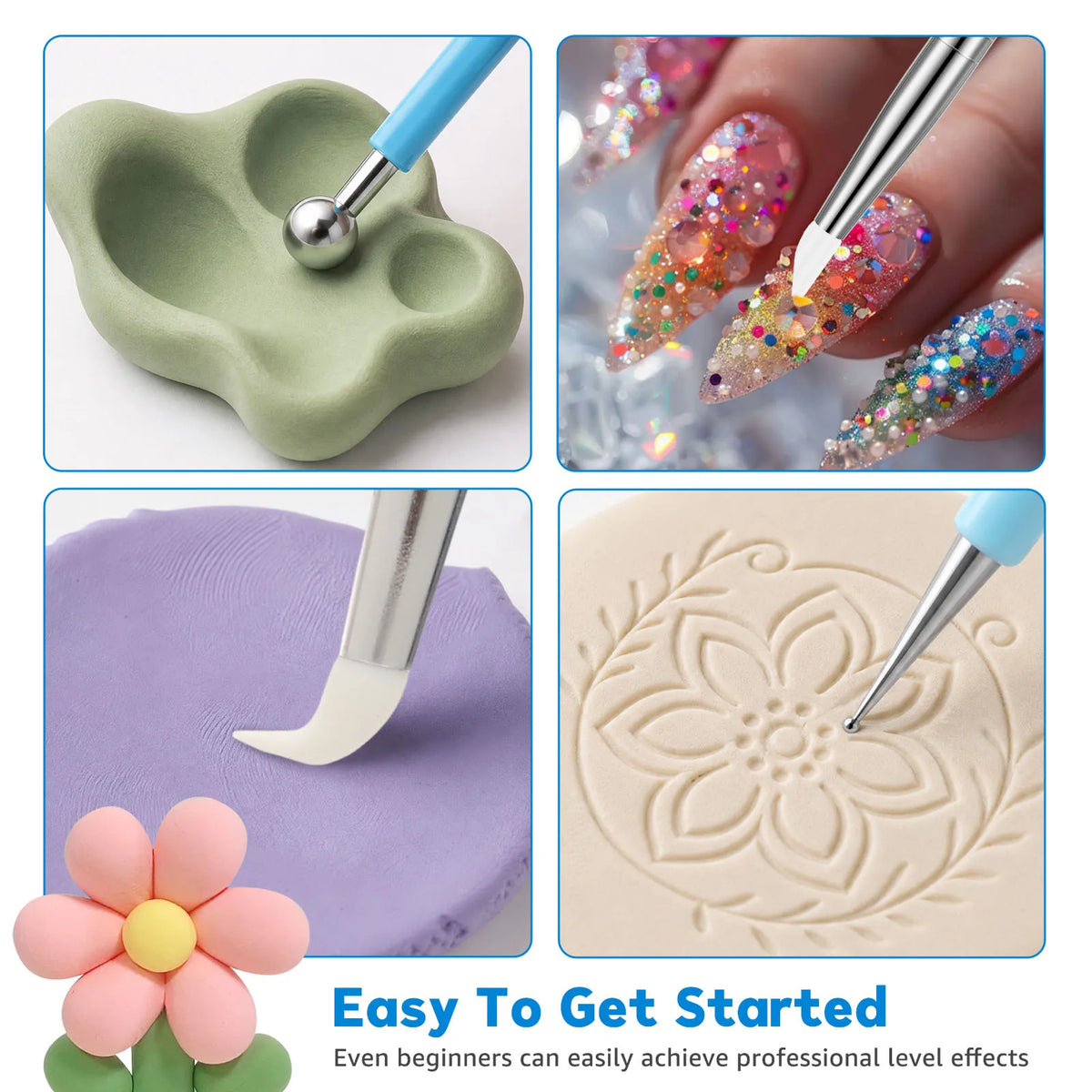 5pc Dual-End Clay Sculpting & Dotting Tools Set – Nail Art Clay Sculpting Tool Set Nixie