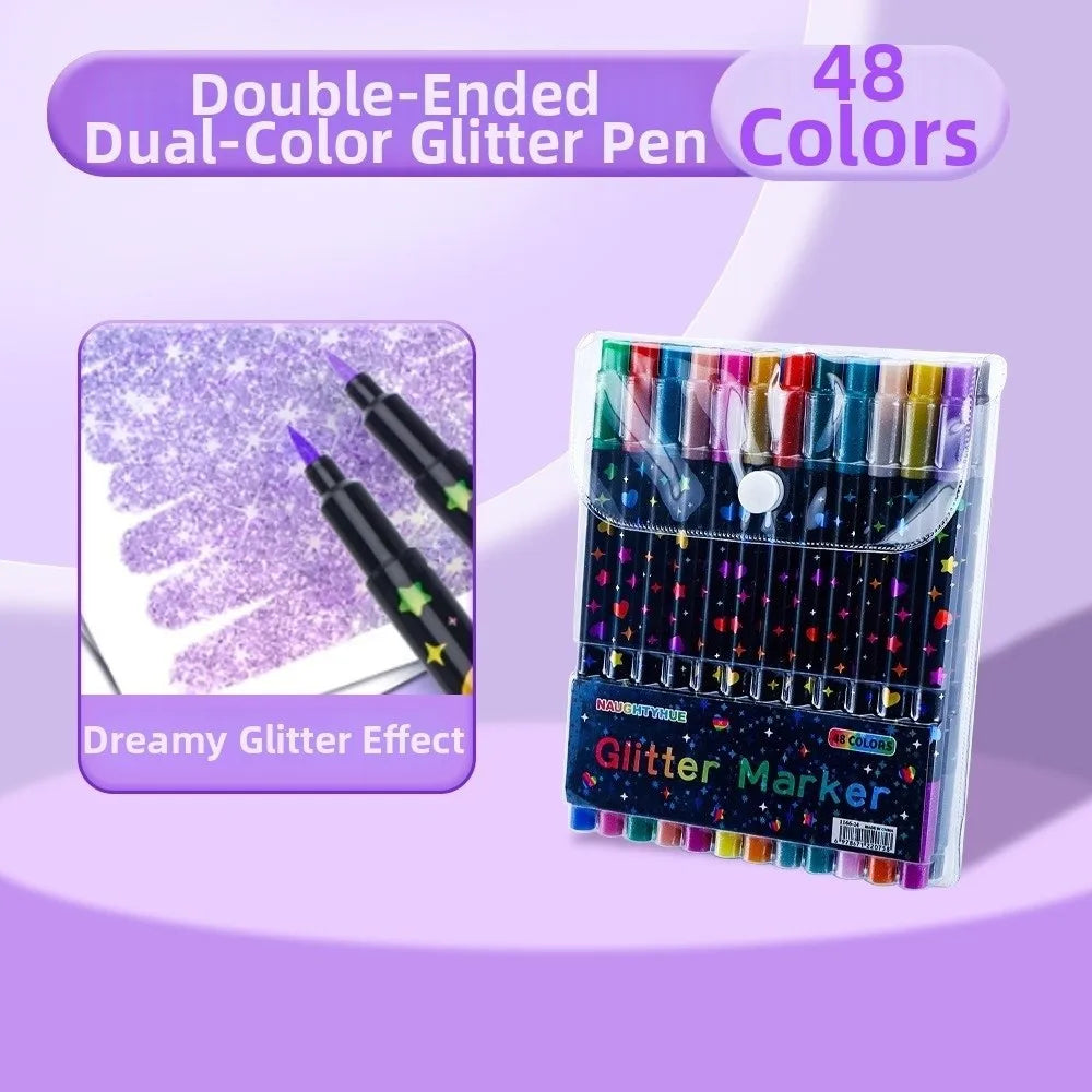 Double-Ended Glitter Pens 24–96 Colors Watercolor Marker Set