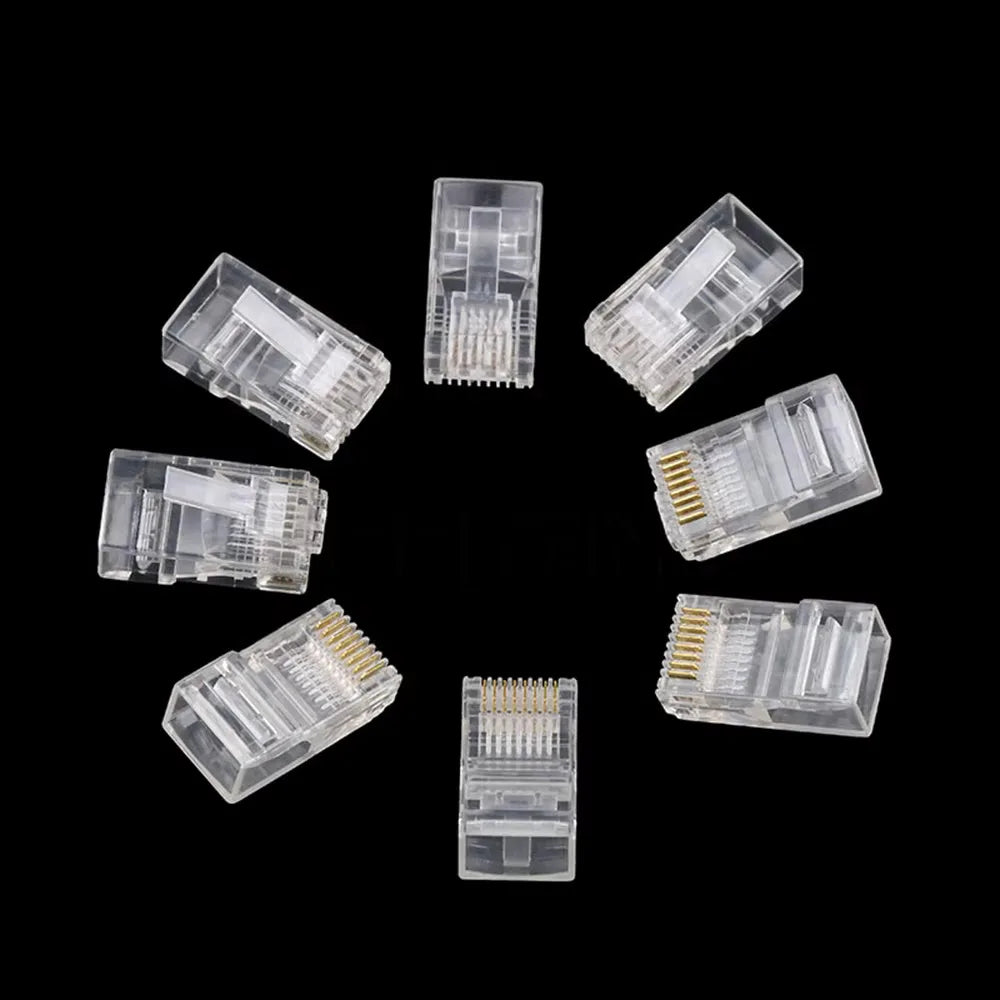 RJ45 Crystal Plugs 50/100 Pack – Cat5 Cat5e Cat6 8P8C Connectors Network Connectors Nixie