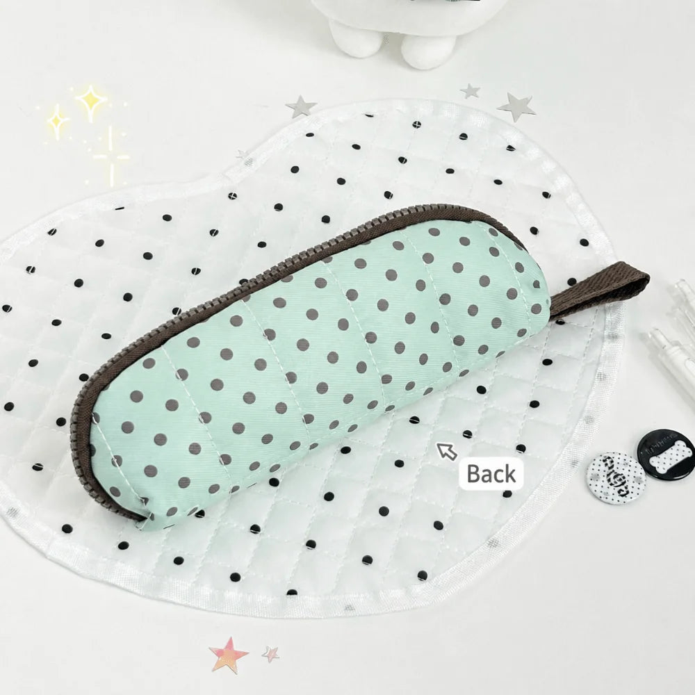 Korean Polka Dot Pencil Case – Large Capacity Stationery Pouch