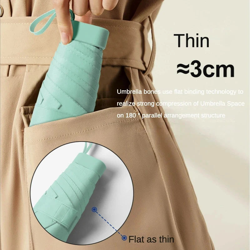 Mini Capsule Umbrella UPF 50+ Portable Travel Parasol | Sun & Rain Compact Travel Umbrella Nixie