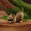 Brass Cat Figurine Vintage Miniature Tea Pet Desk Ornament Decorative Figurine Nixie A2