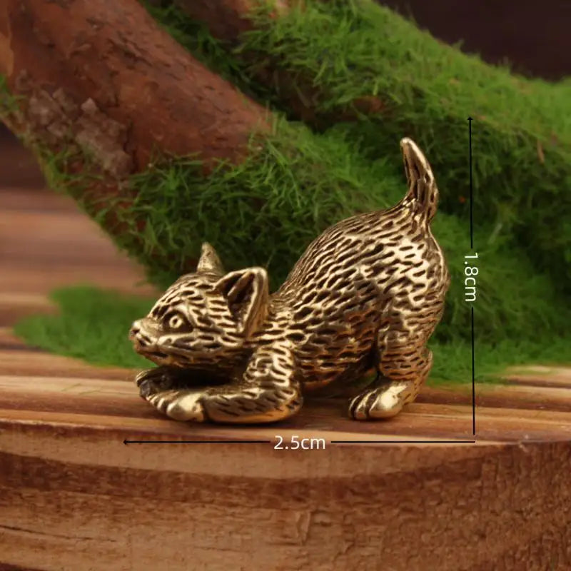 Brass Cat Figurine Vintage Miniature Tea Pet Desk Ornament Miniature Figurine Nixie A2