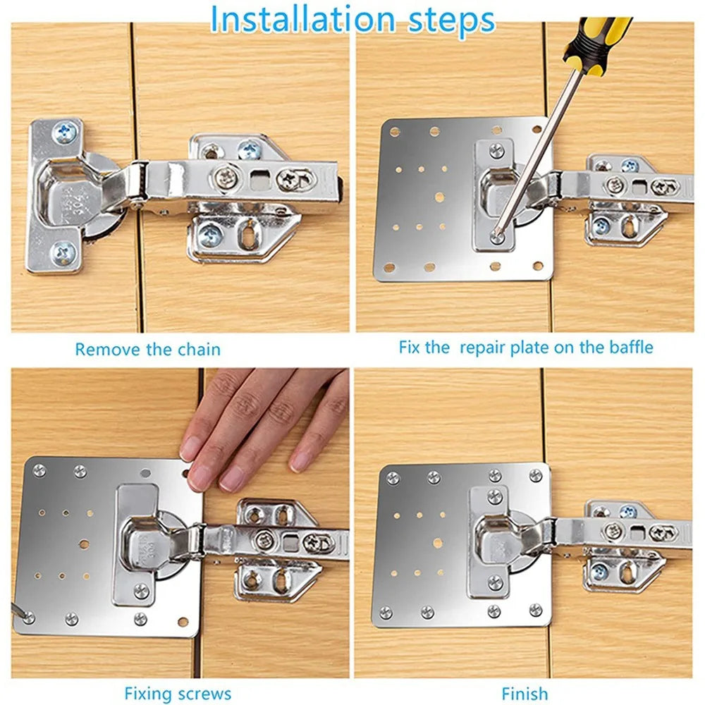 10-Pack Stainless Steel Cabinet Hinge Repair Plates & Screws Hinge Repair Kit Nixie