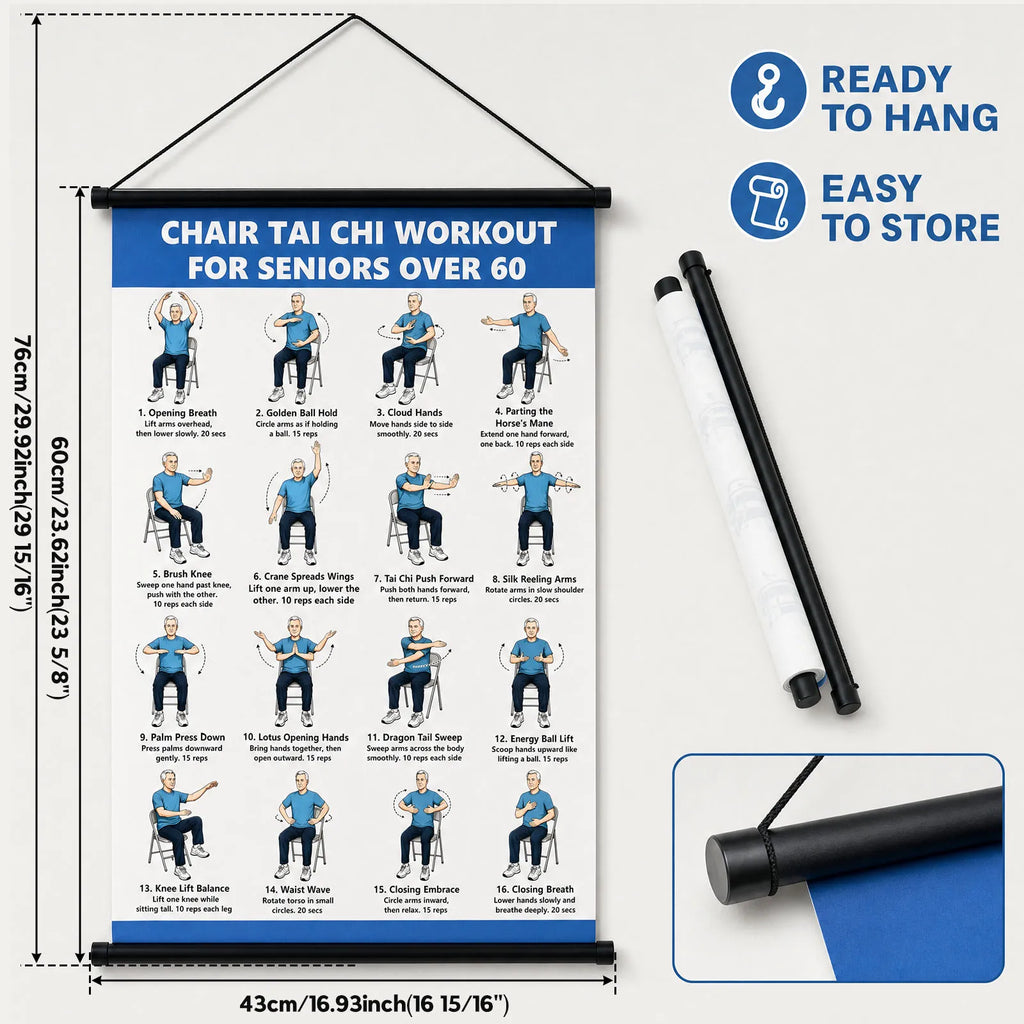 Tai Chi Chair & Walking Workout Poster for Seniors Fitness Wall Poster Nixie 1PC Style B
