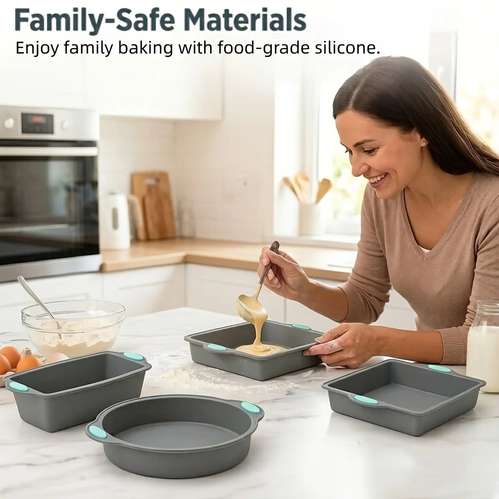 5-Piece Silicone Bakeware Set – Non-Stick Cake & Bread Molds Silicone Bakeware Set Nixie