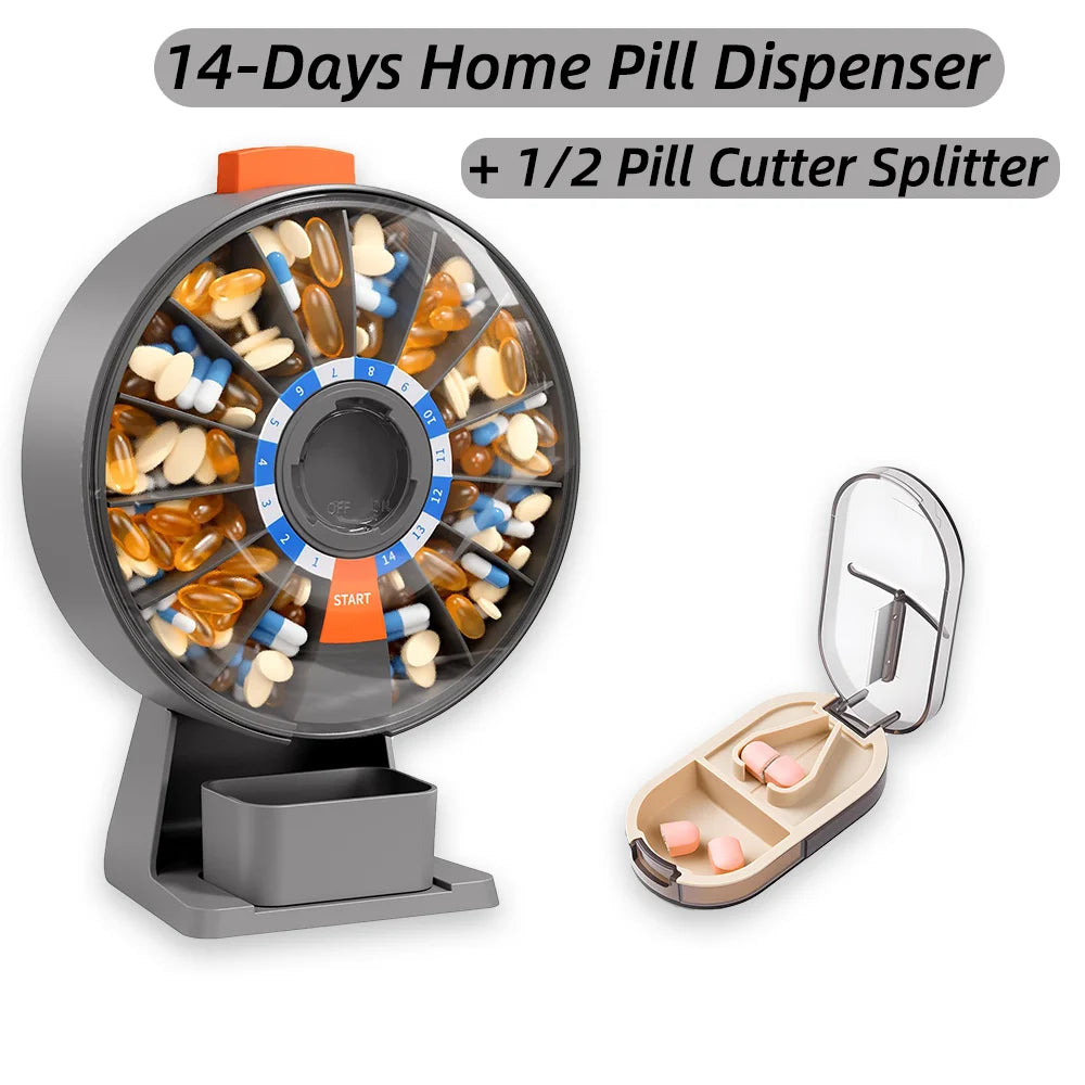 14-Day Pill Organizer & Tablet Cutter Combo Set Pill Organizer Set Nixie