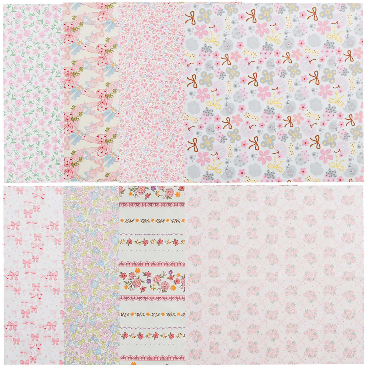 Printed Cotton Quilting Fabric Squares 8-Pack | 50x50cm DIY