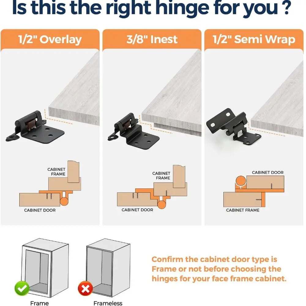 Semi-Concealed Soft-Close Cabinet Hinges | Face Frame Hardware Cabinet Hinges Nixie