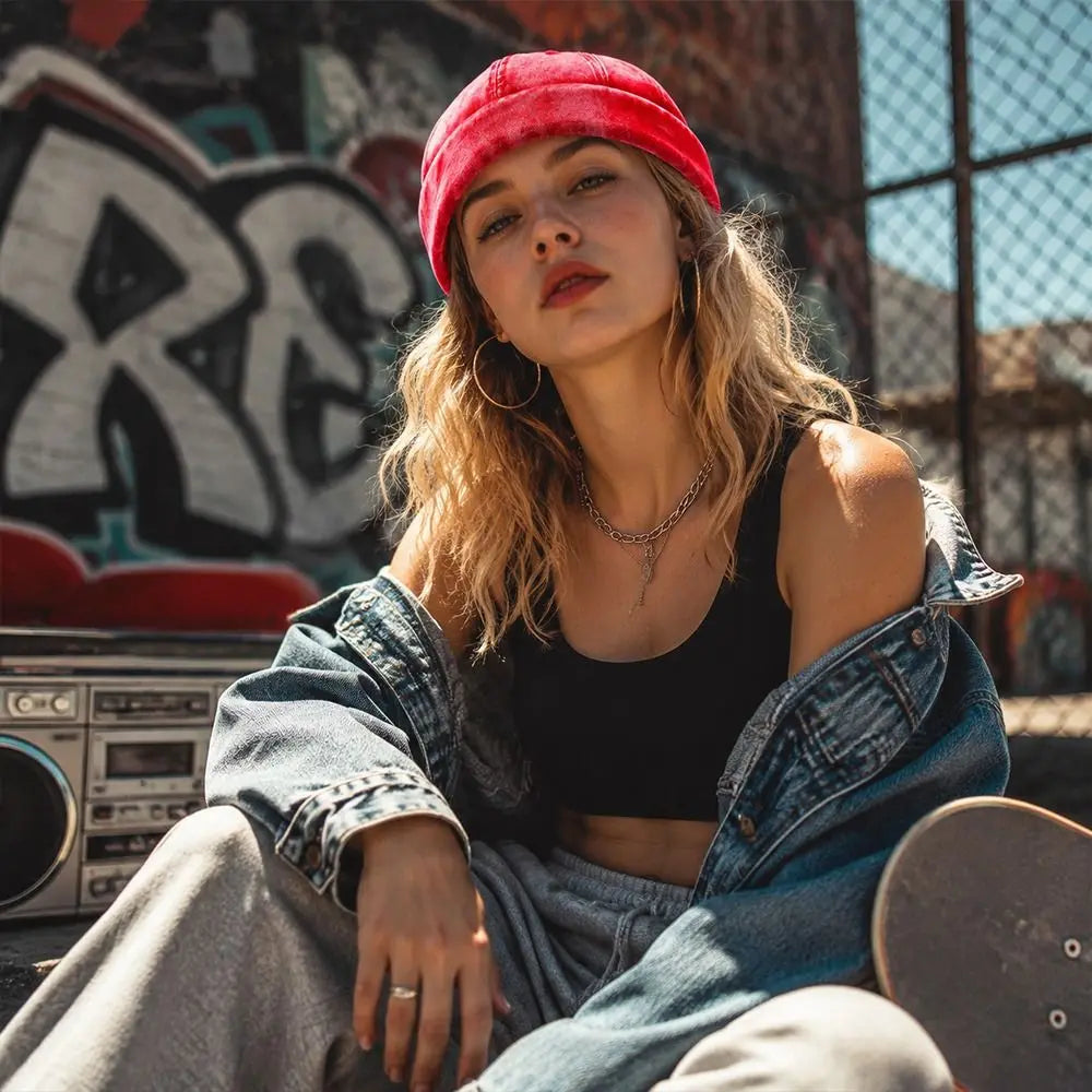 Hip Hop Brimless Docker Beanie Cap – Unisex Adjustable Cotton Hat Beanie Docker Cap Nixie