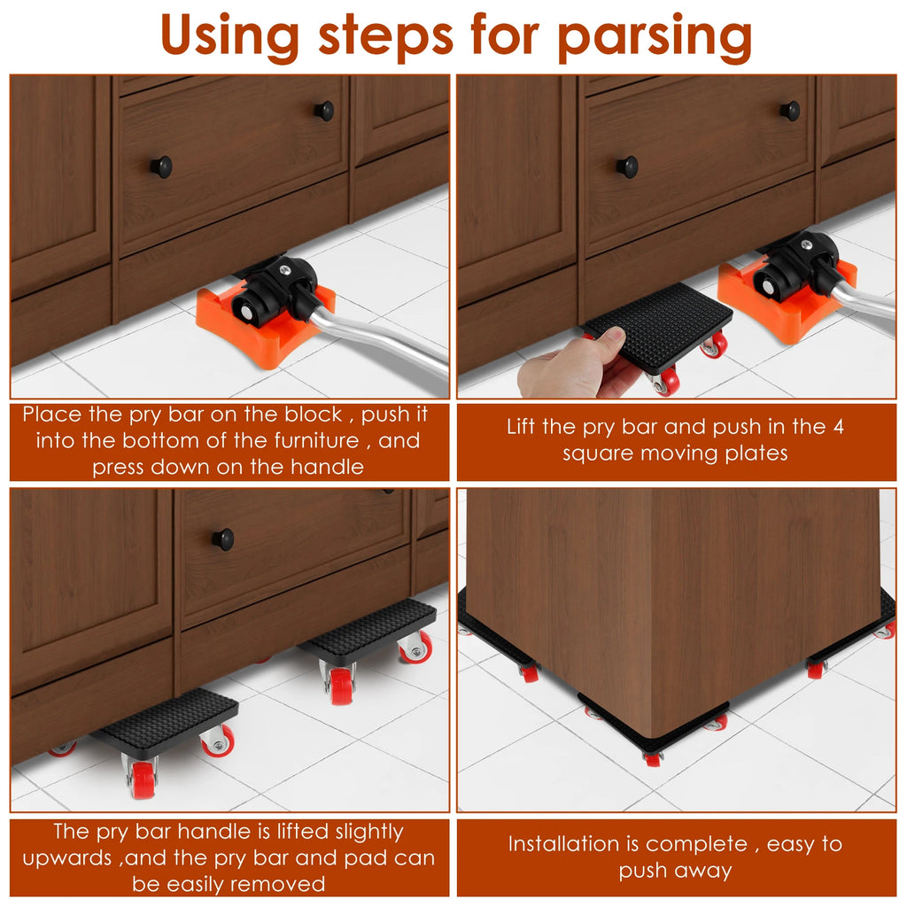 880LBS Furniture Lift Mover Tool Set – 360° Heavy Duty Rollers Furniture Mover Set Nixie