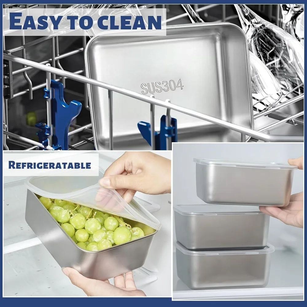 Stainless Steel Food Containers with Lids – Reusable Snack Box Food Storage Container Nixie