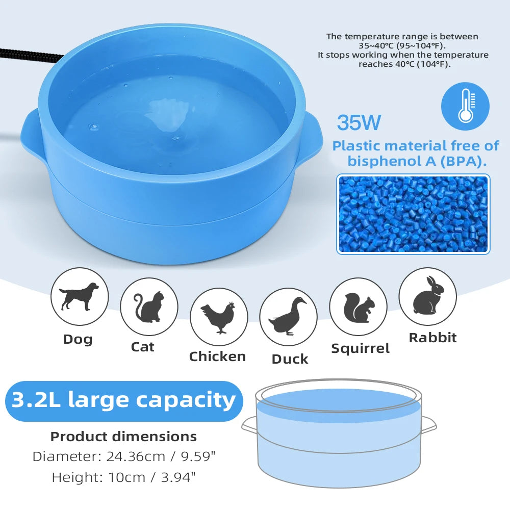 Heated Pet Bowl 2-in-1 Food & Water Warmer for Cats & Dogs Heated Pet Bowl Nixie