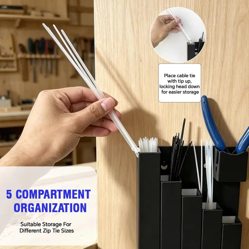 Wall Mount Zip Tie & Tool Organizer – 4/5-Slot Storage Tool Organizer Nixie