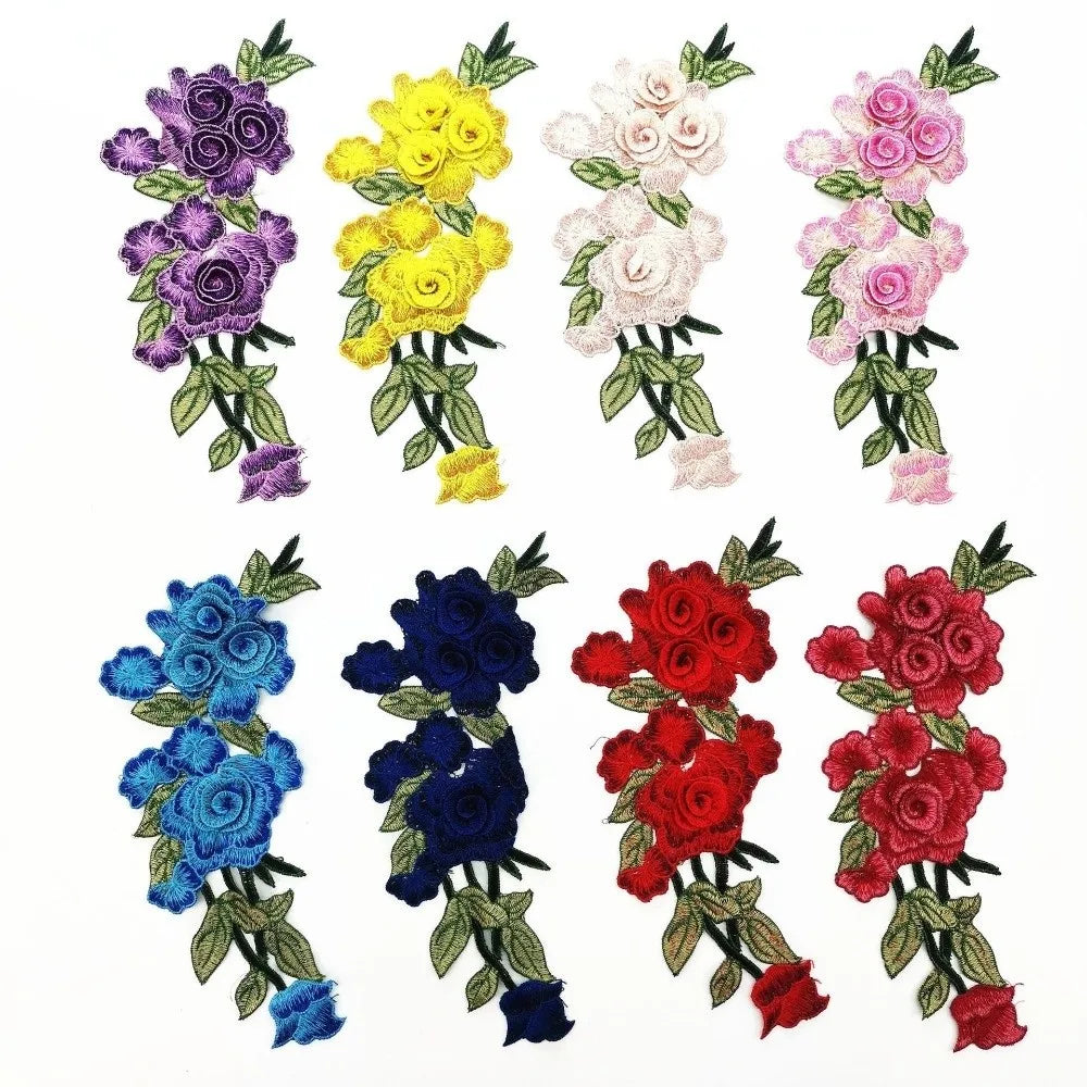 3D Embroidered Rose Flower Sew-On Patch – Ethnic Appliqué Embroidered Sew-On Patch Nixie