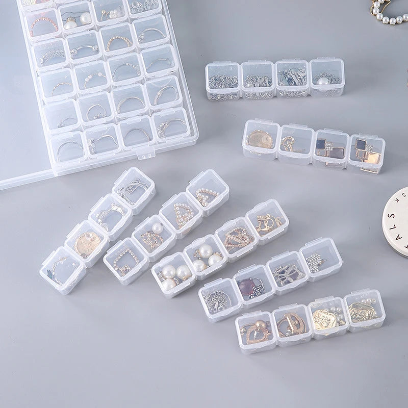 28-Grid Clear Plastic Jewelry Box Organizer for Beads & Earrings Jewelry Storage Box Nixie Default Title