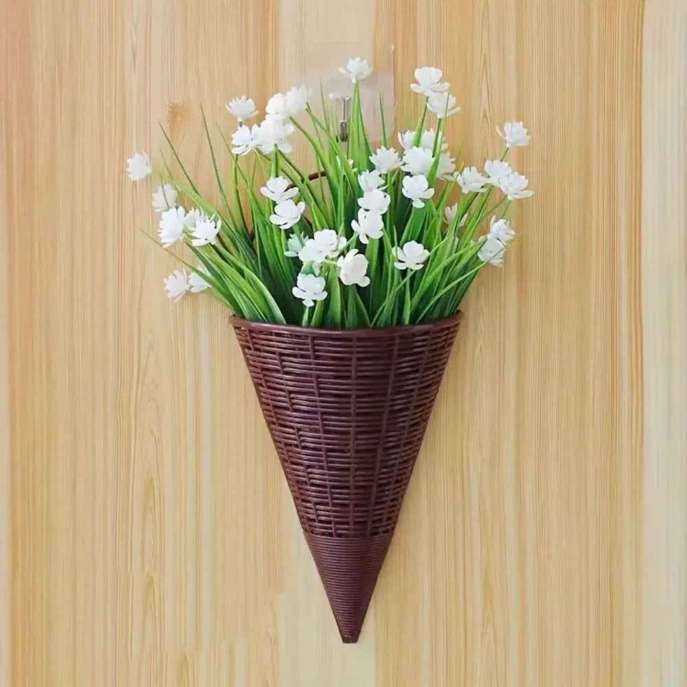 Fan-Shaped Hanging Flower Basket | Rattan-Style Wall Décor Hanging Flower Basket Nixie