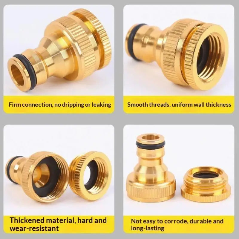 Solid Brass Garden Hose Fitting 3/4" & 1/2" Quick Connector