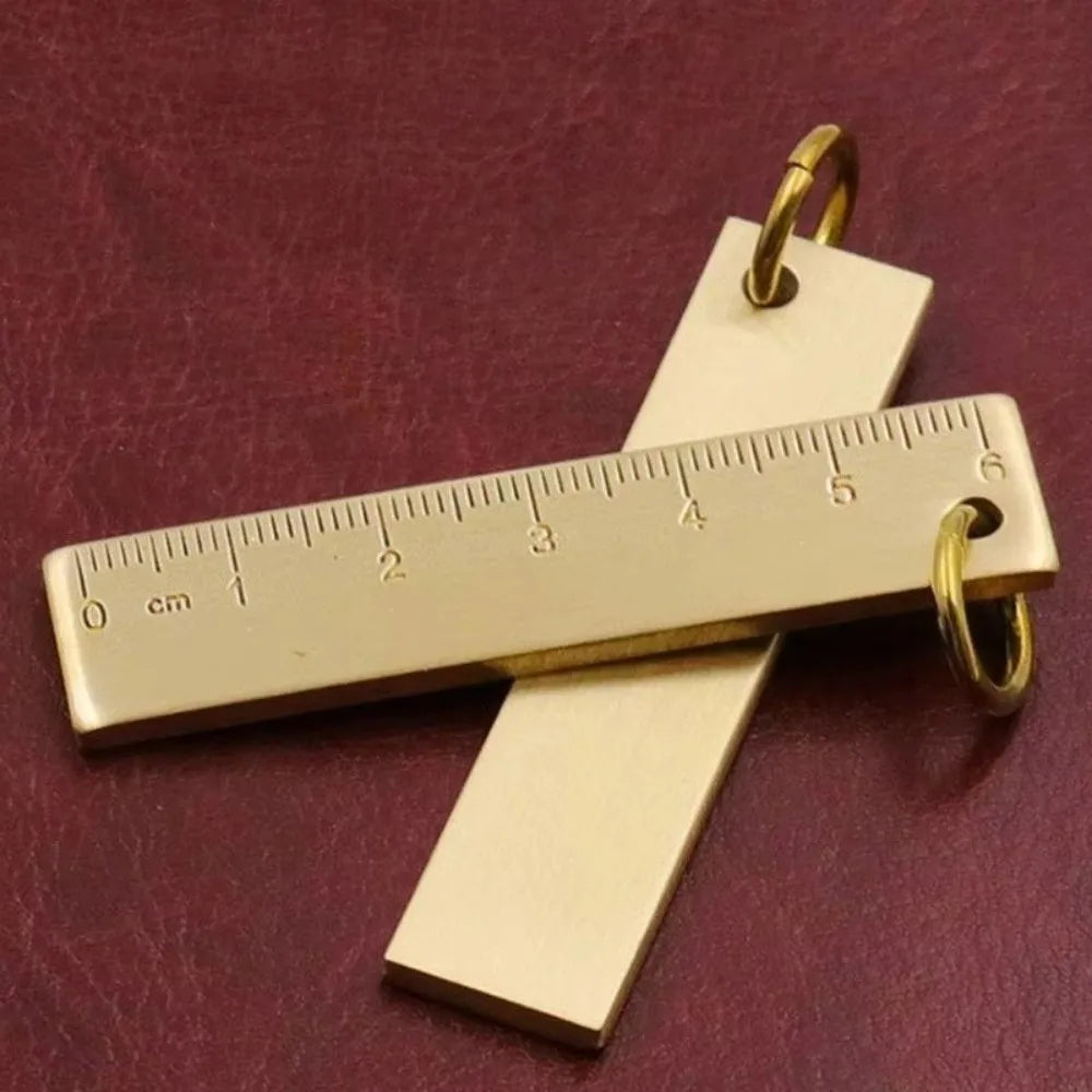 6cm Mini Brass Ruler Keychain – Compact Metal Pocket Ruler Ruler Keychain Nixie