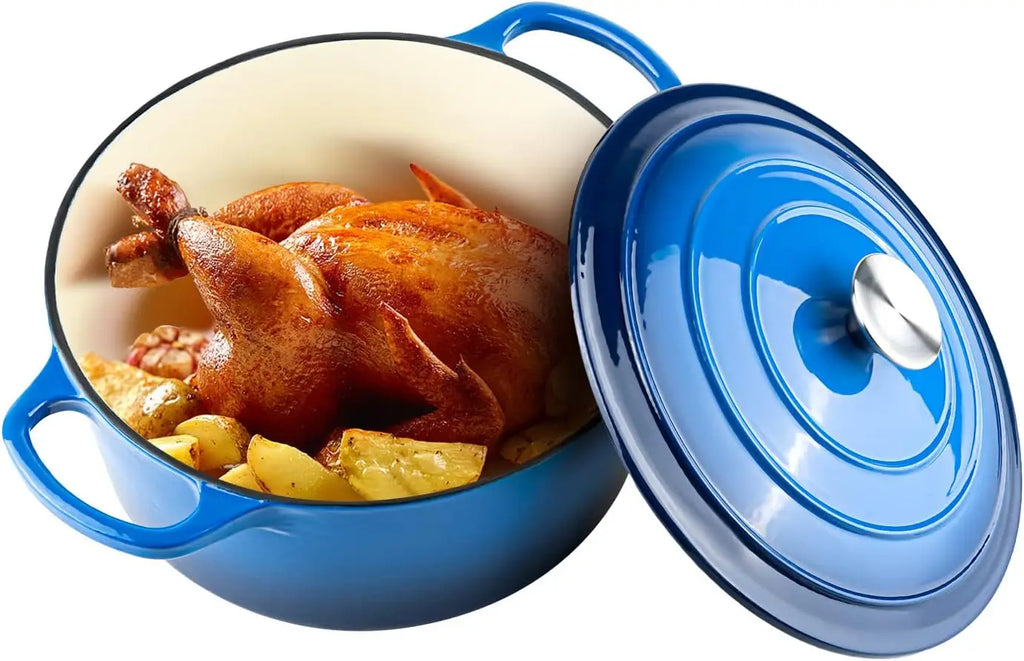 FEB.WIND 5L Enameled Cast Iron Dutch Oven Pot with Lid Enameled Dutch Oven Nixie