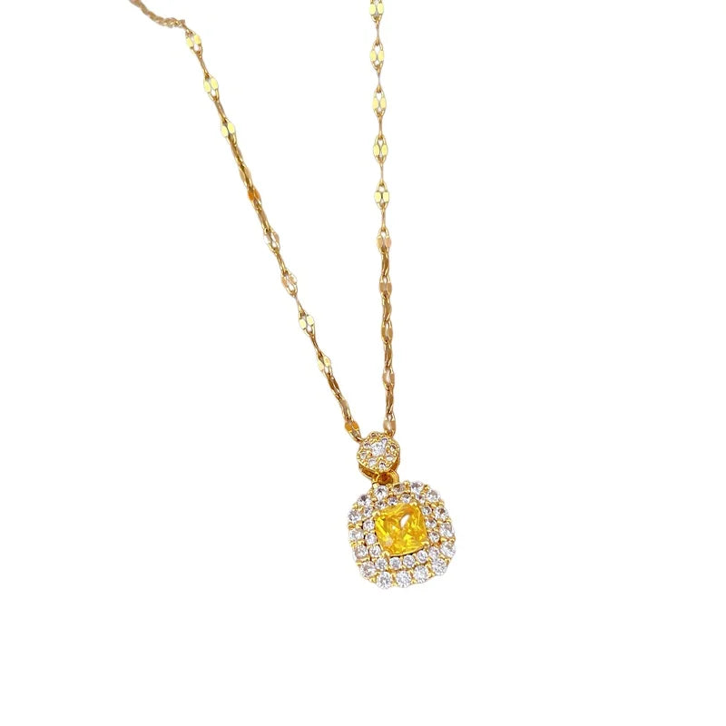 Geometric Pendant Clavicle Necklace Gold Stainless Steel Pendant Necklace Nixie